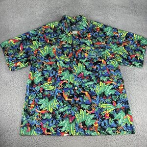 Toucan Dance Hawaiian Button‎ Shirt Mens Lg Vibrant Colorful Captain Morgan USA